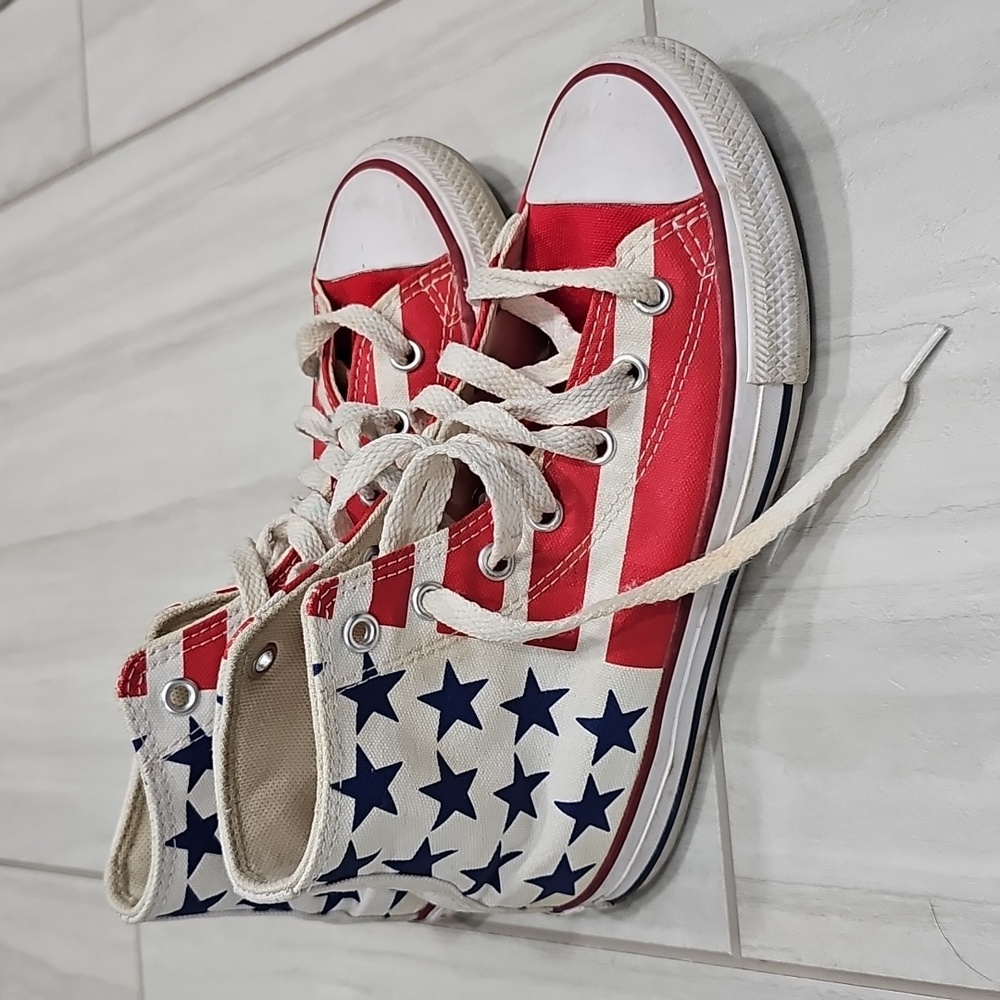 Converse American Flag High Top Shoes Red White Blue Big kid size 2 Chuck Taylor